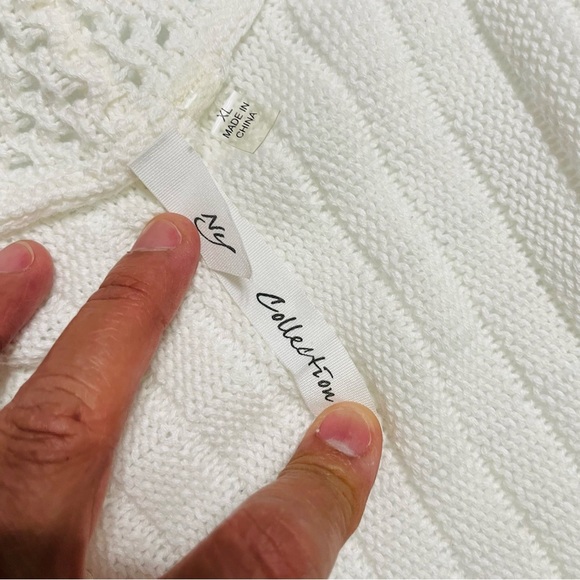 NC Collection Ivory Open Front Knit Cardigan Sweater XL - Picture 7 of 11